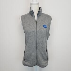 Southern Tide NC Tar Heels Fleece Vest Size S Full Zip Gray Mock Neck Pockets